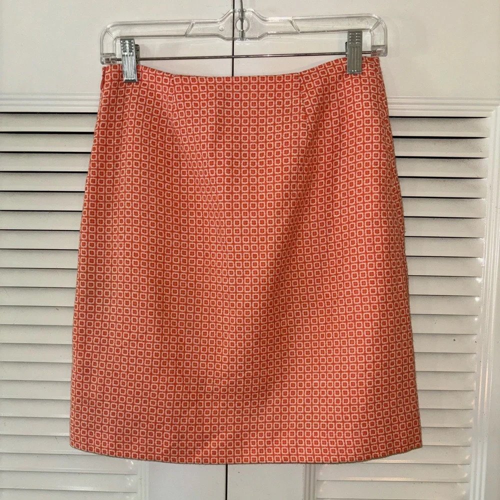 Boden Orange and white wool blend pattern mini skirt size 4R - Picture 6 of 6